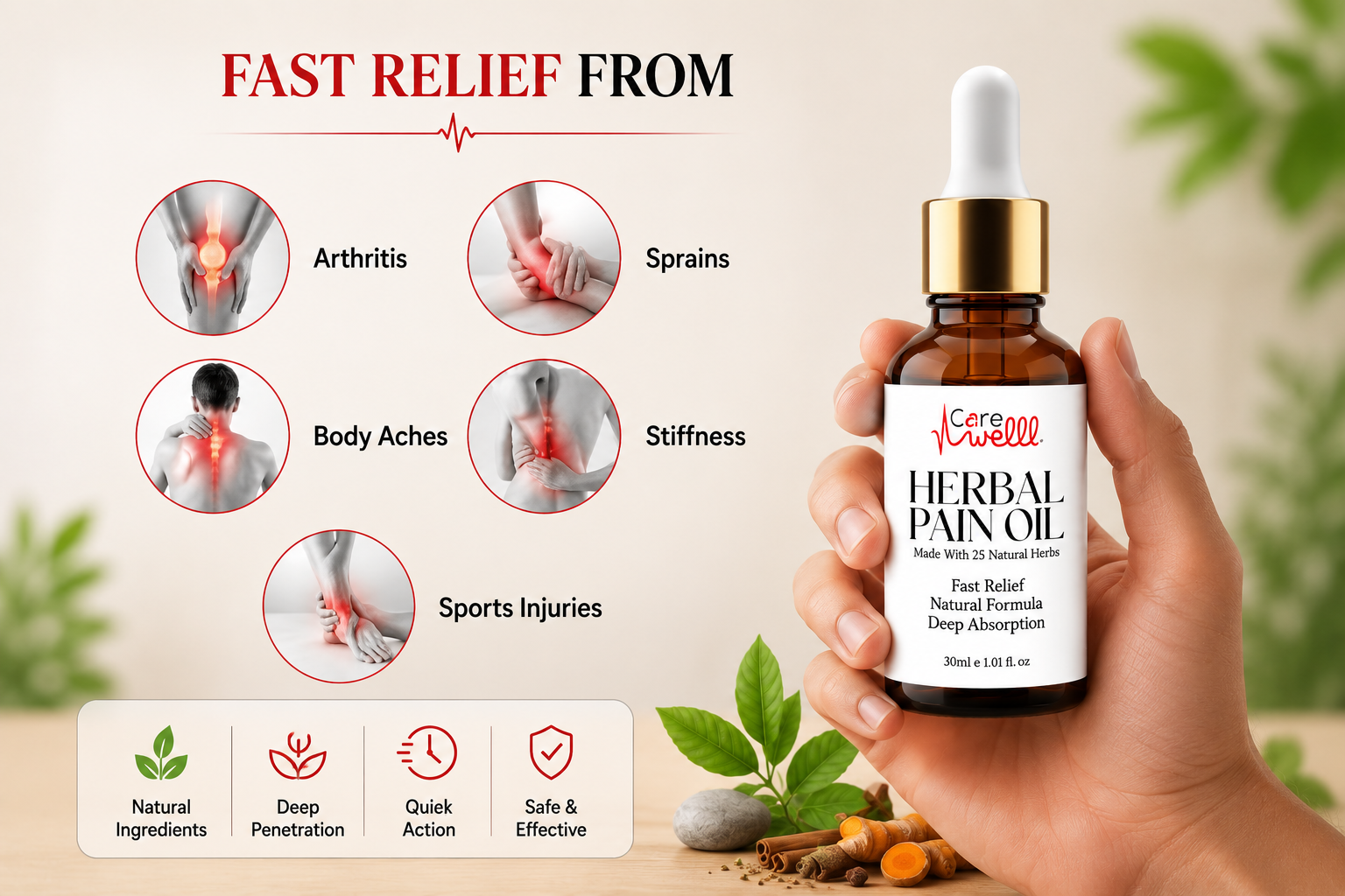 Carewelll Herbal Oil For Joint & Muscle Relief